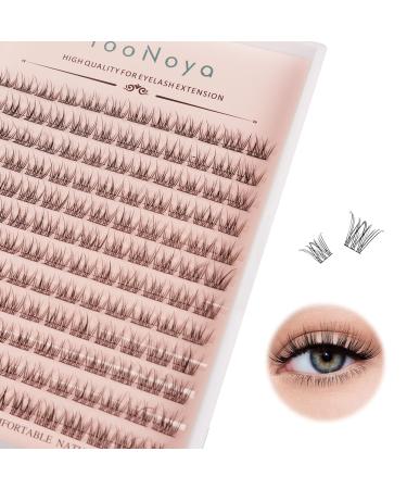 Wispy Cluster Lashes 144 Pcs 10mm Natural Individual Eyelashes Wispy D Curl DIY Cluster Eyelash Extensions Super Thin Band Eyelashes (QF-10mm-D)