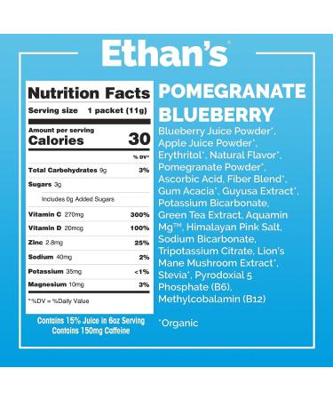 Ethan's Organic Pomegranate Blueberry Immunity Drink Mix - 6 Pack, Vitamin C, D, Zinc, Real Fruit, No Added Sugar - Buy Online on GoSupps.com