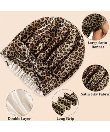 Satin Bonnet for Women | Silk Hair Wrap for Sleeping | Curly Hair Bonnet for Black Women | Leopard Print Satin Bonnet - Buy Online on GoSupps.com