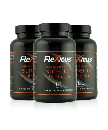 Flexicus with Cetyl Myristoleate (CM8) Maximum Strength Joint Supplement for Athletes: 3 Bottles 360 Capsules