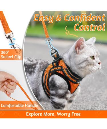 Rabbitgoo Cat Dishes & Cat Linen Set - Adjustable Soft Leash with Reflective Stripes for Cats & Kittens - Bright Orange (1 Pack) - Buy Online on GoSupps.com