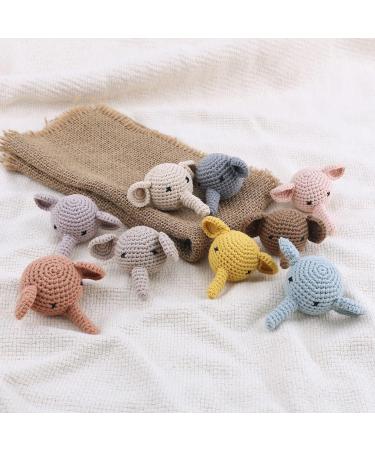 Eco-Friendly Mini Knitted Elephant Pacifier Chain - Soft Cotton PVC-Free Baby Clip & DIY Crochet Beads Decoration for Newborns - Buy Online on GoSupps.com