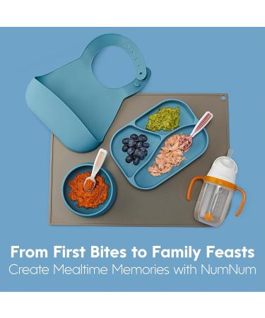 NumNum Baby Spoons Set - Pre-Spoon GOOtensils for Kids Aged 6+ Months - BLW Teething Spoon - Silicone Toddler Food Utensils - 2 Blue/Orange Spoons - Buy Online on GoSupps.com