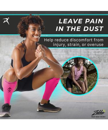 Rymora Calf Compression Sleeves (Pink) - Leg Pain Relief for Men & Women | Support for Fitness, Running, Shin Splints - One Pair - Buy Online on GoSupps.com