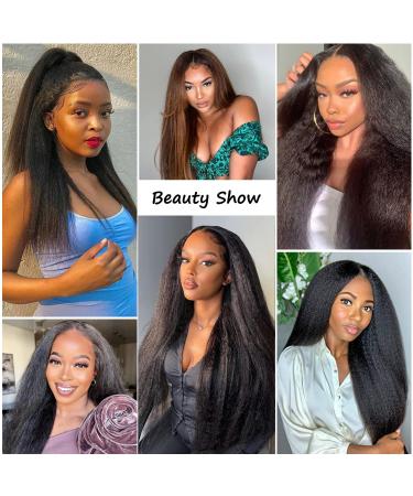 Yumlas 10 Inch Kinky Straight Clip In Human Hair Extensions 10PCS 120g Yaki Straight Clip 9A Full Head Natural Black Real Human Hair Extensions for Black Women - #1B Natural Black - Buy Online on GoSupps.com