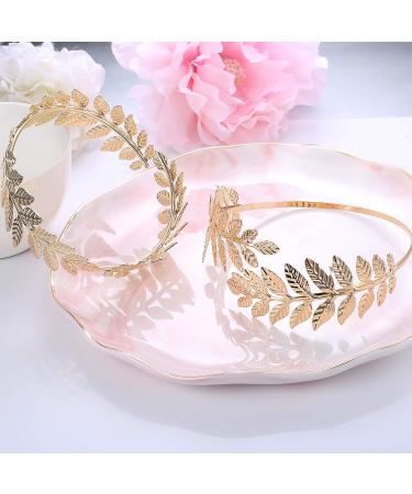 THUNARAZ 10Pcs Golden Laurel Leaf Bracelet Armband Crown Arm Cuff Bridal Jewelry Set - Greek Goddess Headband Hair Comb & Wedding Headpiece Accessories - Buy Online on GoSupps.com