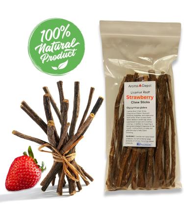 Aroma Depot Strawberry 8 oz. Flavored Licorice Root Chew Sticks for Humans. 100% Pure Natural | Oral Health & Fresh Bearth | Individual Sticks are 6.5-7 inches Long. Glycyrrhiza Glabra from Turkey. - Buy Online on GoSupps.com