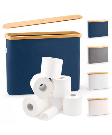 Lonbet - Toilet Paper Basket - Toilet Paper Storage - The Ultimate Bathroom Organizer - Bamboo Storage Basket, Toilet Paper Holder Basket, Bathroom Accessories Organizer Blue 12 Rolls