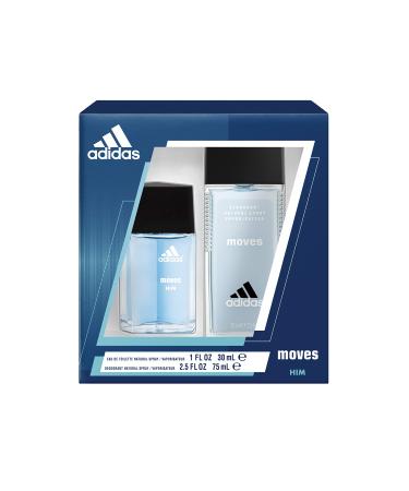 adidas Moves for Him 2-Piece Gift Set with 1-Ounce Eau de Toilette and 2.5-Ounce Deodorant Natural Spray Total Retail Value $31.00