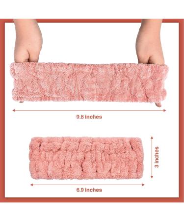 3-Piece Spa Facial Headband Set for Women - Perfect for Makeup, Washing Face, Spa, Yoga, Sports - Elastic Head Wrap in Pink, Gray, Dark Brown - Buy Online on GoSupps.com