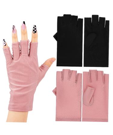NUSITOU 2 Pairs UV Gloves Nail UV Rays Gloves Nail Art Accessory Gel Nail Gloves UV Nail Gloves Fingerless Gloves Nail Gloves Manicure Gloves Anti UV Nail Art Supplies