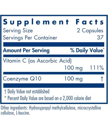 Allergy Research CoQ10 Supplement with Vitamin C - 50mg Ubiquinol for Heart Health - 75 Vegetarian Capsules - Antioxidant Boost - Buy Online on GoSupps.com