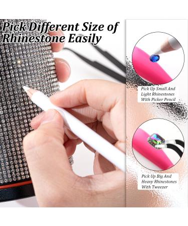 Rhinestones Picker Pencil for Nail Art - 7-inch Gem Crystal Pickup Pen Set with Sharpener and Tweezers - 14Pcs Pack - Buy Online on GoSupps.com