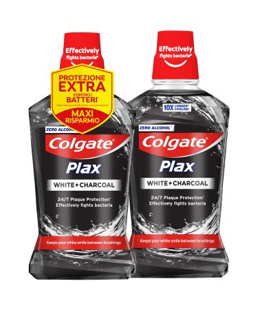 Colgate mouthwash Plax carbon+white bipack 2 packs with 500 ml I each with coal extracts white teeth and long i 0% alcohol 2 x 500 ml