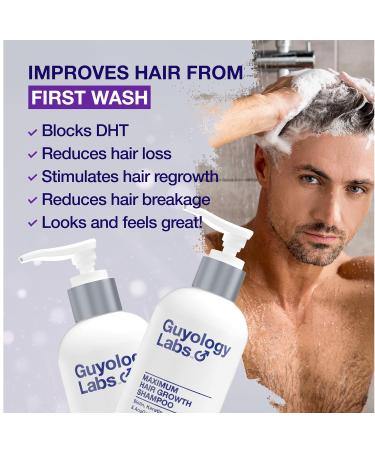 Buy Hair Growth Shampoo for Men - Natural DHT Blockers for Thinning Hair - Biotin & Keratin Formula - Clinically Tested | Guyology Labs Peppermint - Made in USA - Buy Online on GoSupps.com