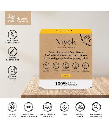 NIYOK 2-in-1 Solid Shampoo & Conditioner Vitamina - Vegan Plastic-Free 100% Natural | Sustainable Hair Care (80g) - Buy Online on GoSupps.com