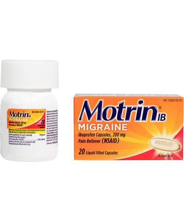 Motrin IB Migraine Liquid Gel Caps 20 Ct Ibuprofen 200mg for Migraine Relief - Buy Online on GoSupps.com