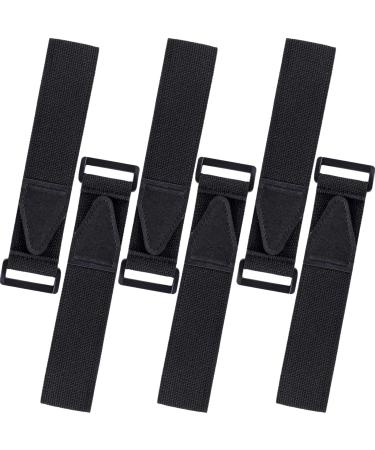 6 Pcs Bicycle Pant Leg Straps Adjustable Cycling Ankle Safety Band Multipurpose Black Elastic Magic Fastening Belt with Buckle for Riding Climbing Fishing Outdoor Sports (1.5 x13.8 )