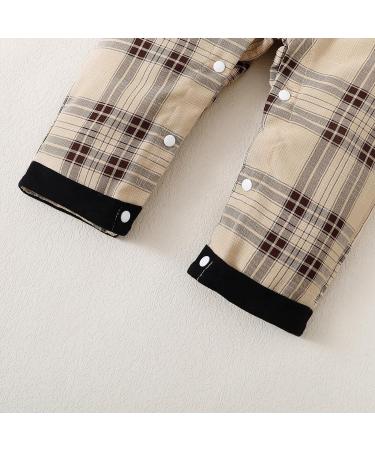 Puseky Baby Boy 3-6 Months Black Romper with Plaid Suspenders Overall Pants - Buy Online on GoSupps.com