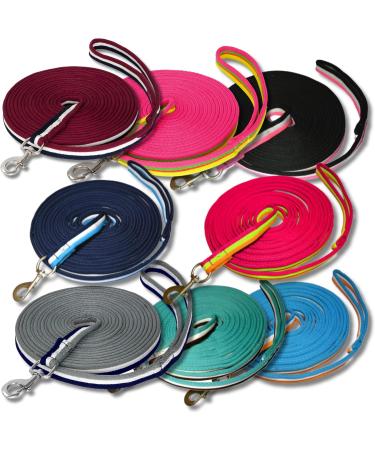 Shop 8m Equestrian Lunging Line - Soft Nylon Tug Line with Hand Loop & Carabiners | Orange/White/Turquoise - Buy Online on GoSupps.com