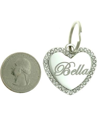 Custom Engraved Stainless Steel Heart Pet ID Tag with Rhinestones - Personalized Cat Dog Jewelry - Buy Online on GoSupps.com