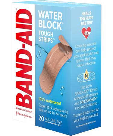 Band-Aid Waterproof Tough Adhesive Bandages - 20 Count, All One Size - Buy Online on GoSupps.com
