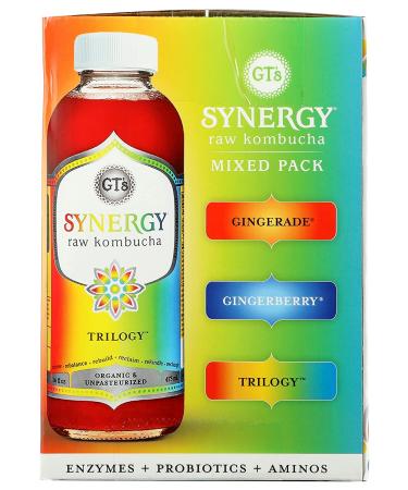 GTs Living Foods Organic Synergy Kombucha Variety 6 Pack - 16 FZ | Buy Online - Buy Online on GoSupps.com