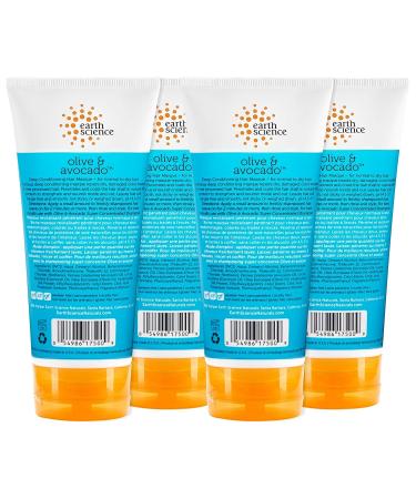 EARTH SCIENCE Olive & Avocado Deep Conditioning Hair Masque 4-Pack - 24 oz. | For Normal to Dry Hair - Buy Online on GoSupps.com
