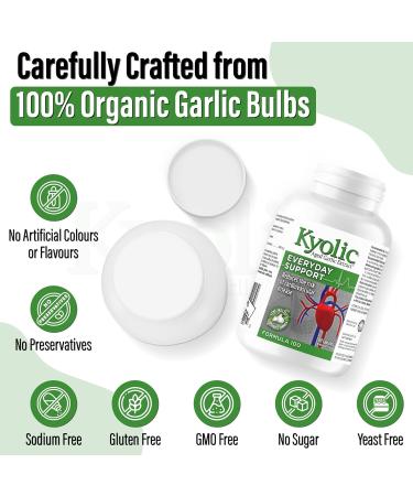 Kyolic - Aged Garlic Extract Supplements - Formula 100 Everyday Support 300mg 90 Capsules - Odorless Garlic Pills - Supports Overall Wellness Unflavored 90 count (Pack of 1) - Buy Online on GoSupps.com