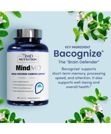1MD Nutrition MindMD - Brain Supplement for Memory and Focus - Bacopa Monnieri for Nootropic Brain Support - Brain Health Supplement for Adults - with Vitamin B6 & Green Tea Extract - 60 Caps - Buy Online on GoSupps.com
