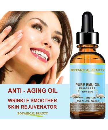 Botanical Beauty PURE EMU OIL 100% Natural Unrefined for Face Skin Body Hands Feet Nails Hair Lip Care 4 Fl Oz - 120 ml - Buy Online on GoSupps.com