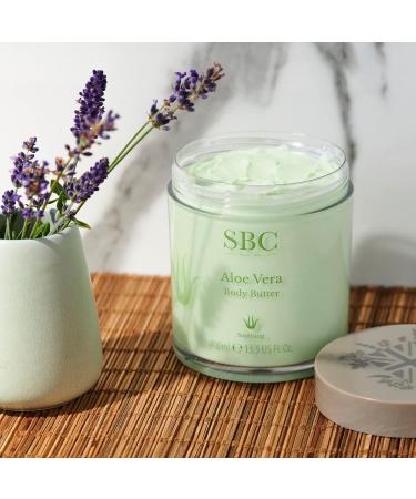 SBC Skincare Aloe Vera Body Butter - 400ml | Hydrating Aloe Vera Body Lotion | Cooling Aloe Vera Cream For All Skin Types | Vegan Friendly Body Lotion - Buy Online on GoSupps.com