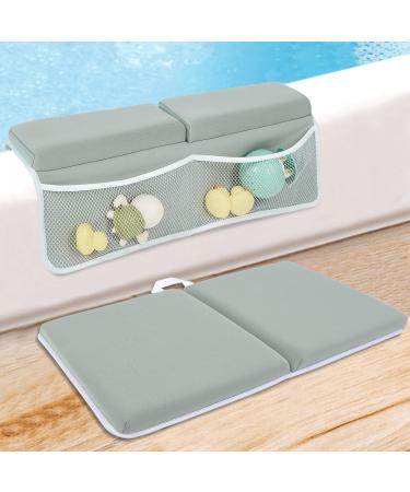 YGLOLRAME Baby Bathtub Bath Kneeler and Elbow Rest Pad with Toy Organizer Pockets Thickened Bath Kneeling Pad for Baby Toddler Bathing Mat Parents Quick Drying, Foldable, Non-Slip Grey