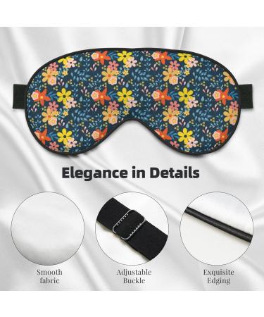 Buy Blue Floral Print Sleep Eye Mask - Soft Blindfold with Elastic Strap for Travel & Night Sleep - Buy Online on GoSupps.com