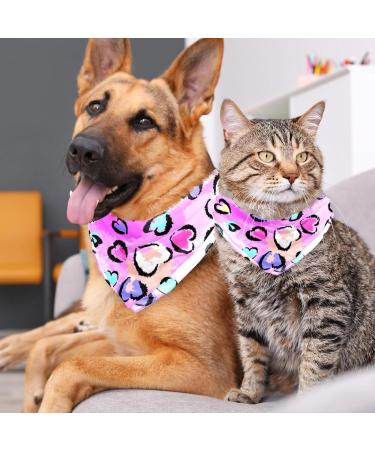 Shop Dog Hollow Cloth: Leopard Heart Pattern Triangular Bibs for All Dog & Cat Sizes 2 Multi-Colored Pieces - Buy Online on GoSupps.com