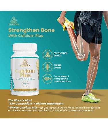 TURNER Calcium Plus Marine Calcium Supplement | UAF1000+ Antioxidant | Supports Bone & Joint Health | 2 Bottles, 180 Caps - Buy Online on GoSupps.com