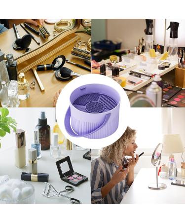 Make Up Sponge Cleaner 3 In 1 Silicone Countertop Makeup Cleaning Bowl - Cleaning Box with Handle Multifunctional Makeup Brush Cleaning Bowl for Cleaning Drying and Storage Huaxingda Purple - Buy Online on GoSupps.com