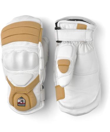 Hestra Impact Racing Junior Leather Mitt (Youth 4-13yrs) | Insulated Protective Kids Mittens for Skiing, Racing, Snowboarding & Winter Sports White 5