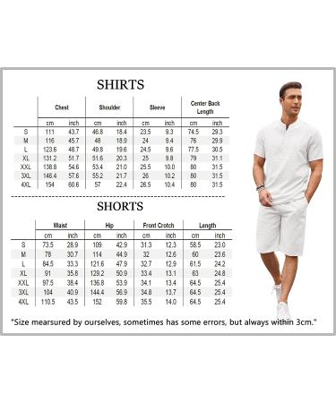 COOFANDY Men's Linen 2-Piece Set: Henley Shirt & Yoga Shorts - White, Size Medium - Buy Online on GoSupps.com