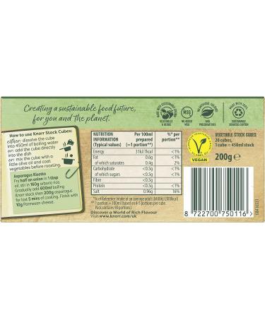 Knorr Vegetable Gluten-Free Stock Cubes for Rich Flavour in Vegetarian Meals - 20 x 10g - Buy Online on GoSupps.com