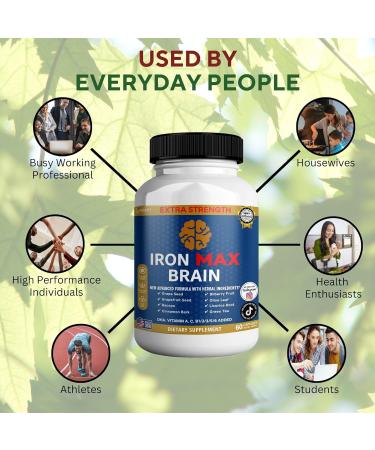 Iron Max Brain Extra Strength Brain Support Supplement 60 Capsules 30-Day Supply (5) - Buy Online on GoSupps.com
