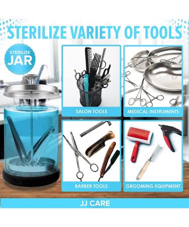 JJ CARE Disinfectant Jar (21 oz) with Removable Basket and Stainless Steel Cap - Ideal for Salon, Manicure Implements, and Barber Tools - Buy Online on GoSupps.com