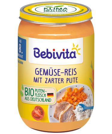 Bebivita menus from 8 months Vegetable rice with tender turkey pack of 6 (6 x 220g) medium Vegetable rice with tender turkey 220g