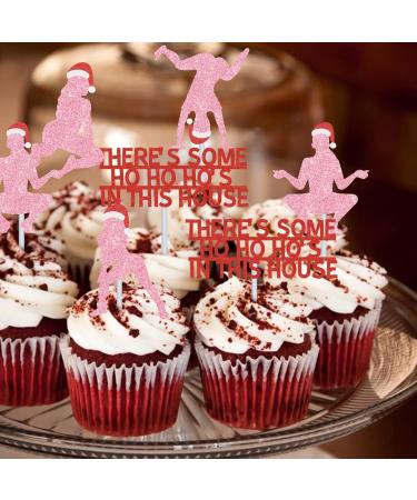 25 Pcs There's Some Ho Ho Hos in This House Cupcake Topper Pink Funny Christmas Cupcake Toppers Decorations Twerk Food Picks for Christmas Winter Holiday New Year - Buy Online on GoSupps.com