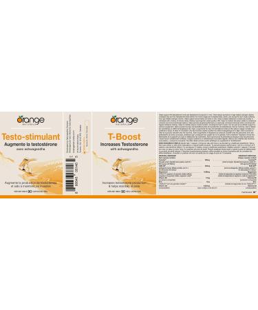 Orange Naturals - T-Boost - 90 v-cap - Increases Testosterone with Ashwagandha - Buy Online on GoSupps.com