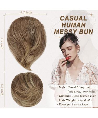 RUWISS HAARTIAL Lang Thin Tousled Updo Bun - Real Hair Hair Tie for Women | 25g Brown & Light Blonde Mix - Buy Online on GoSupps.com