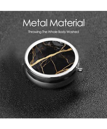 Colored Marble Round Pill Box - 3 Compartment Mini Portable Medicine Organizer for Travel & Vitamins - Buy Online on GoSupps.com