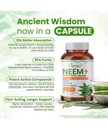 Cosynee Life Organic Neem Leaf Capsules 300mg | Neem Supplement with Azadirachta Indica | Neem Capsules for Daily Wellness & Skin Clarity | Neem Leaf Capsules Organic | 120 Count - Buy Online on GoSupps.com