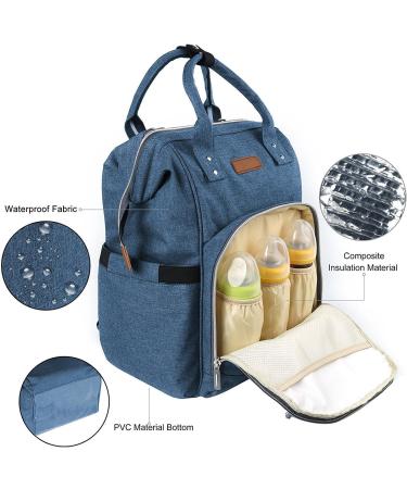 Approach Waterproof Diaper Backpack | Large Capacity Mom & Dad Bag with Stroller Belts & USB Connection - Linen Blue - Buy Online on GoSupps.com