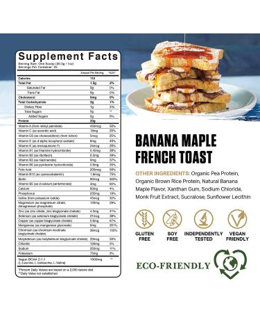 Ambrosia Planta - Organic Plant-Based Protein | Vegan & Keto Friendly | Gourmet Banana Maple Flavor | No Bloating or Stomach Upset | Gluten & Soy Free | 25 Servings - Buy Online on GoSupps.com